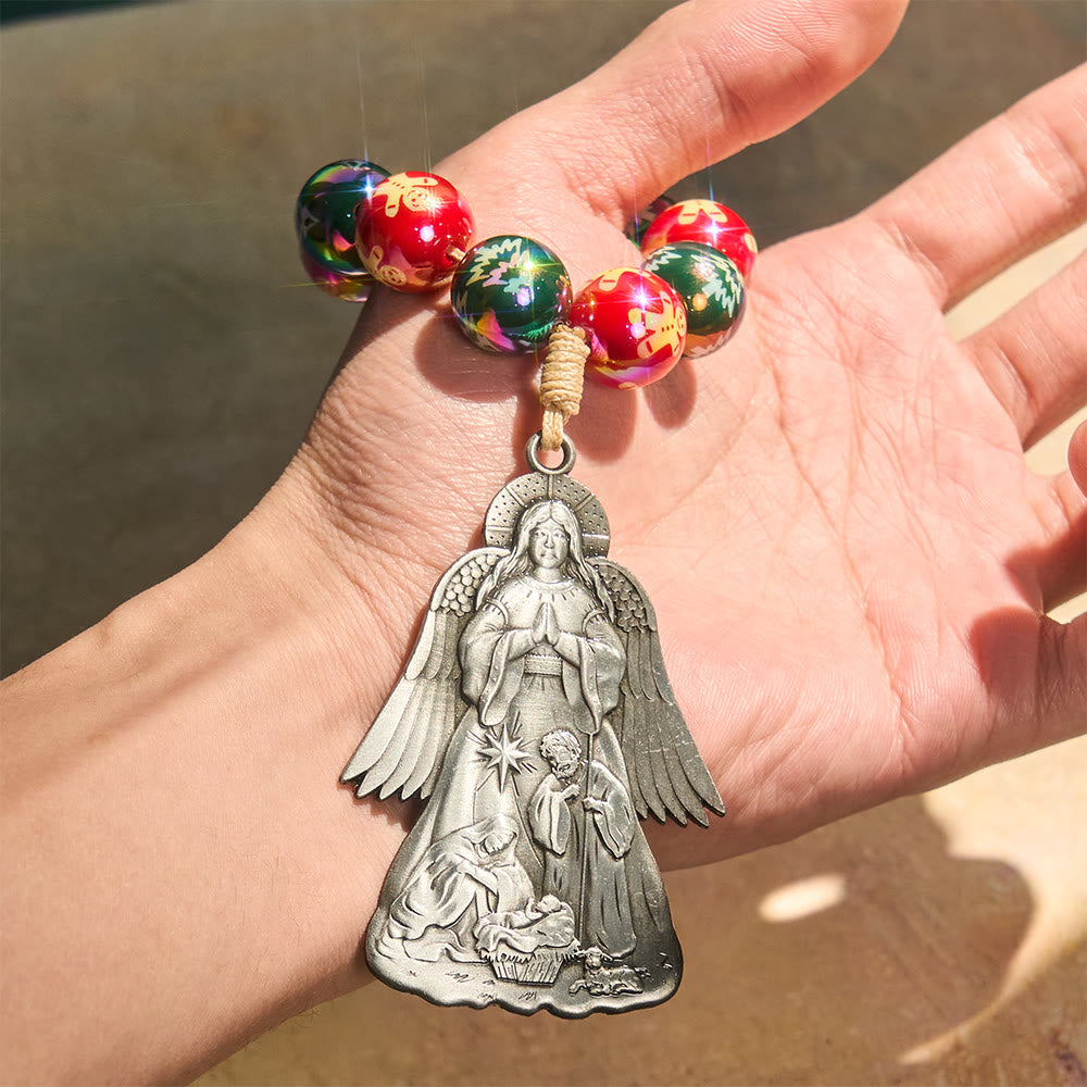 Christianartworkshop Rosario de bolsillo navideño con 3 estilos de la Santa Natividad: Cuentas brillantes navideñas y colgantes con escenas únicas del nacimiento. - image 1