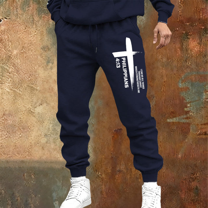 Christianartworkshop Pantalones deportivos "Puedo hacer de todo" con estampado de cruz: ropa de uso diario con raíces en la esperanza. - image 5