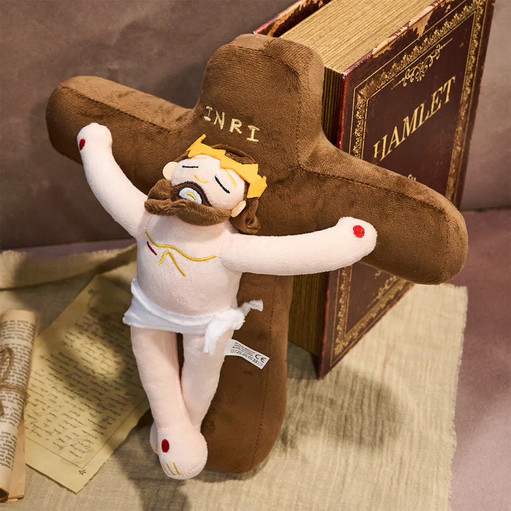 Christianartworkshop Crucifijo de peluche con la marca INRI: Un acogedor compañero del amor redentor. - image 1