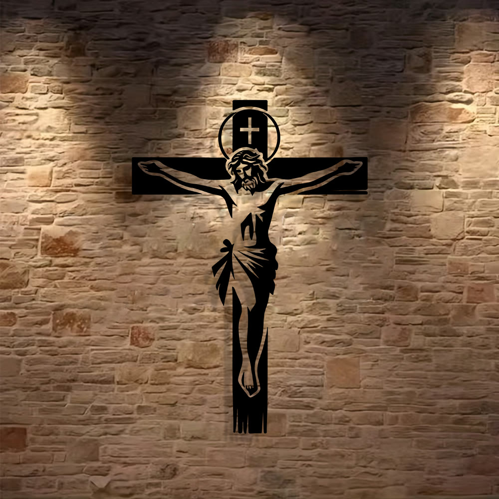 Christianartworkshop Crucifijo con aureola para decoración de pared de metal: Compañero reverente del sacrificio divino. - image 3