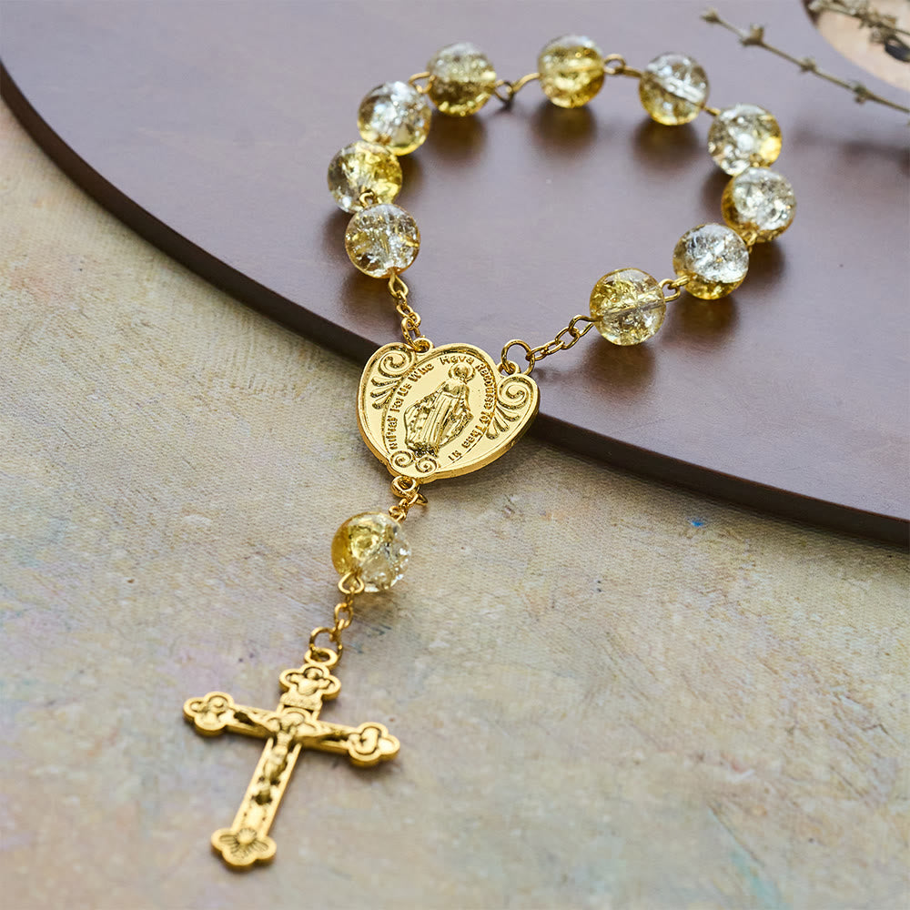 Christianartworkshop Rosario de bolsillo con cuentas de cristal brillantes: una elegante muestra de devoción para llevar a diario. - Rosario de bolsillo - image 0