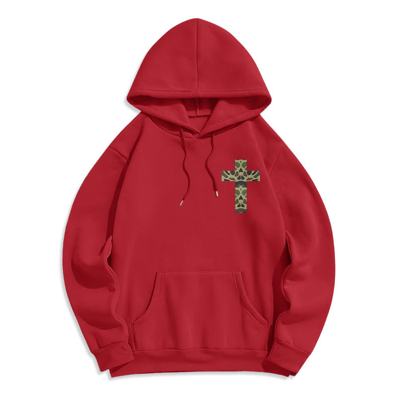 Christianartworkshop Filipenses 4:13 con cruz de camuflaje, sudadera con capucha de poliéster forrada de felpa - image 1