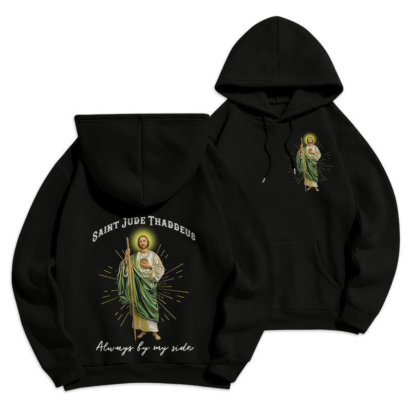 Christianartworkshop Sudadera con capucha de poliéster forrada de felpa "St. Jude Always by My Side" - Negro - 2XL - image 0