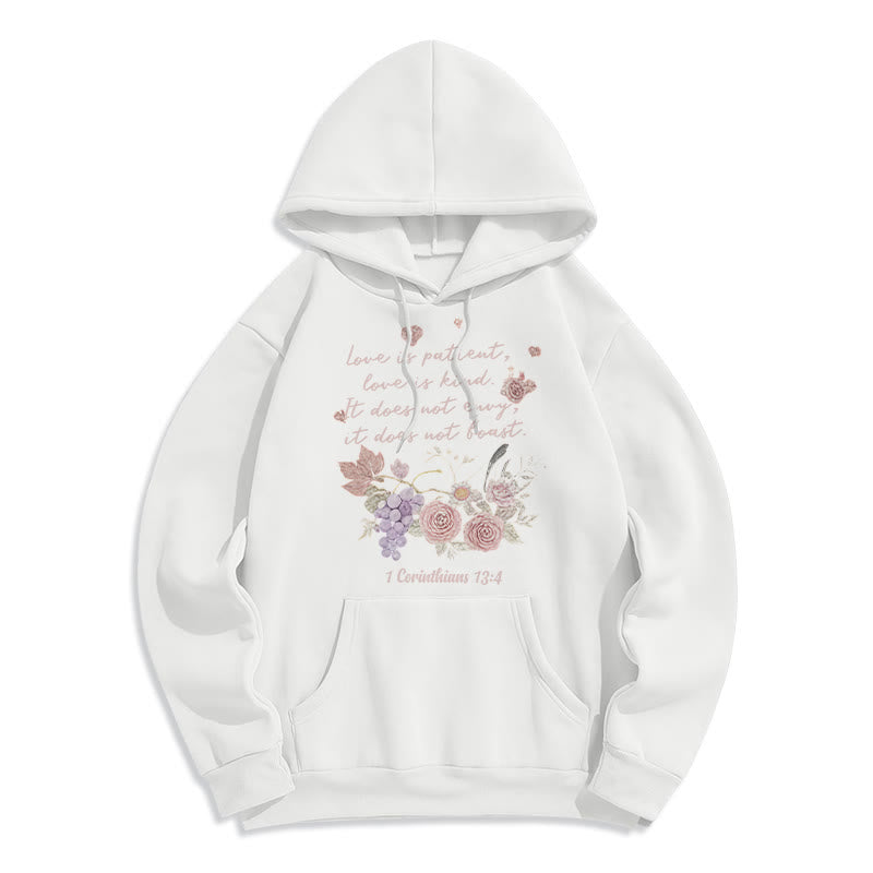 Christianartworkshop 1 Corintios 13:4 El amor es paciente. Sudadera con capucha de poliéster forrada de felpa. - Blanco - 2XL - image 0