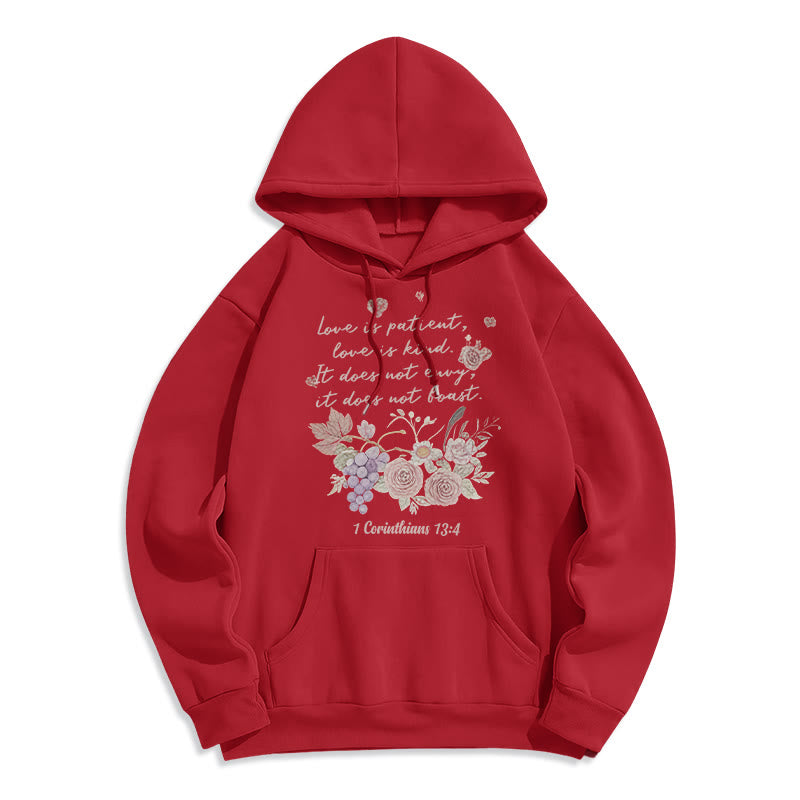 Christianartworkshop 1 Corintios 13:4 El amor es paciente. Sudadera con capucha de poliéster forrada de felpa. - Rojo - 2XL - image 3