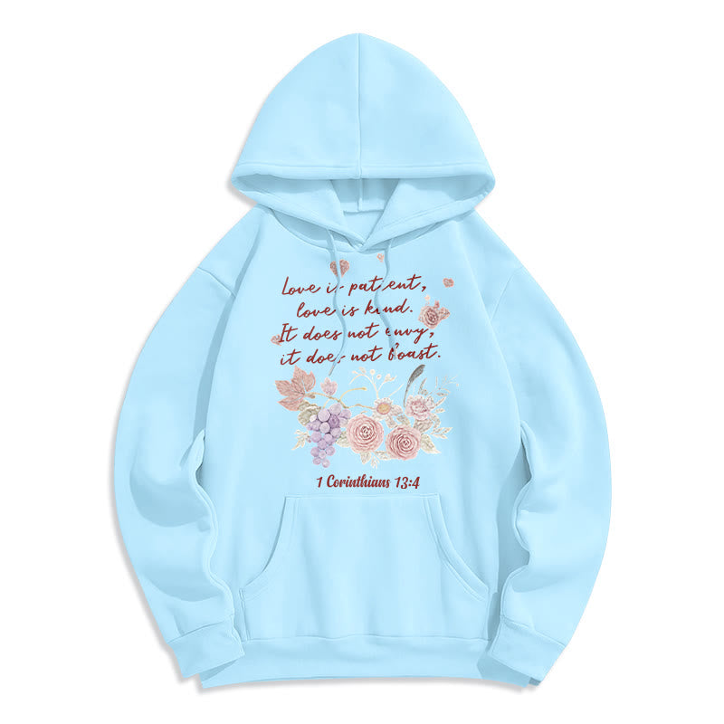 Christianartworkshop 1 Corintios 13:4 El amor es paciente. Sudadera con capucha de poliéster forrada de felpa. - Azul - 2XL - image 4