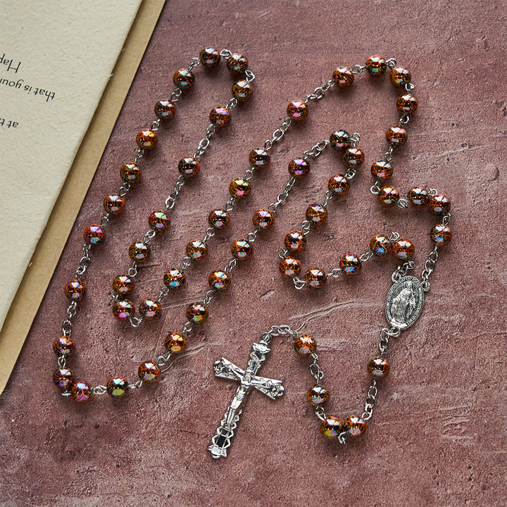 Christianartworkshop Rosario de la Fe en acrílico iridiscente: Consuelo luminoso con simbolismo sagrado. - image 3