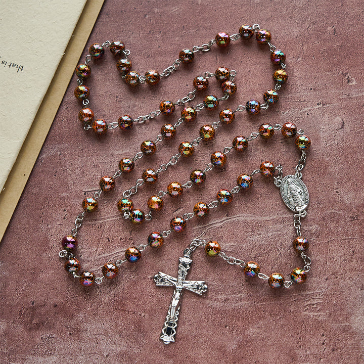 Christianartworkshop Rosario de la Fe en acrílico iridiscente: Consuelo luminoso con simbolismo sagrado. - image 4
