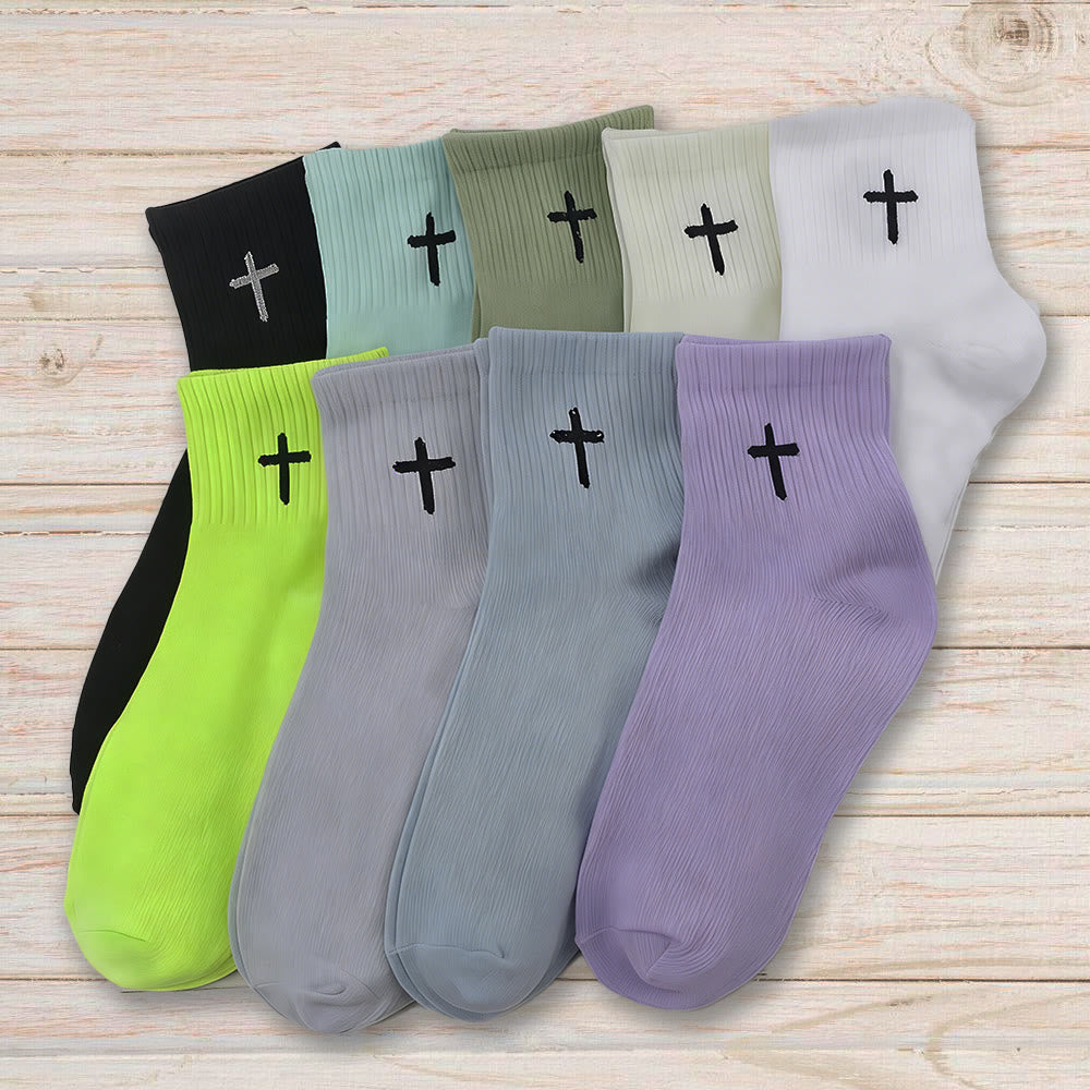 Christianartworkshop Calcetines con cruz discreta: Fe en tus pies - image 1