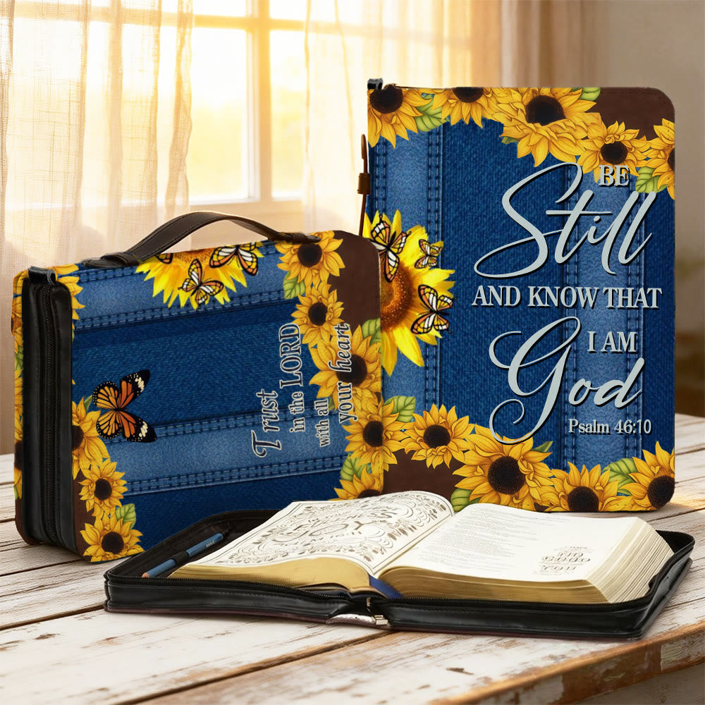 Christianartworkshop Salmo 46:10 Funda para Biblia Girasol: Un recordatorio silencioso de confianza y fidelidad - 2XL - Regular (sin personalización) - image 0