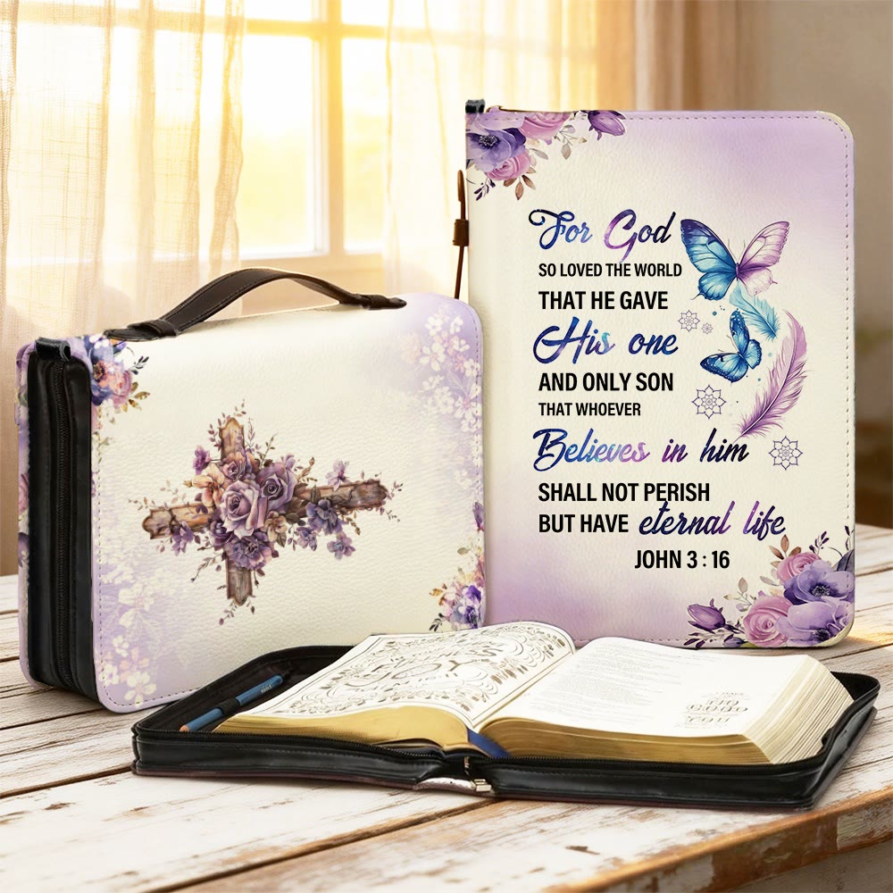 Christianartworkshop Juan 3:16 Portada de la Biblia con la Cruz: Amor tierno por Su Palabra - 2XL - Regular (sin personalización) - image 0