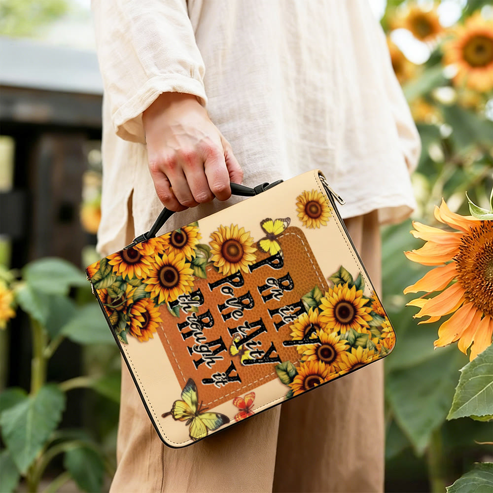 Christianartworkshop Ora a través de ello. Funda para Biblia con girasoles: Fe persistente en Su Palabra. - image 3