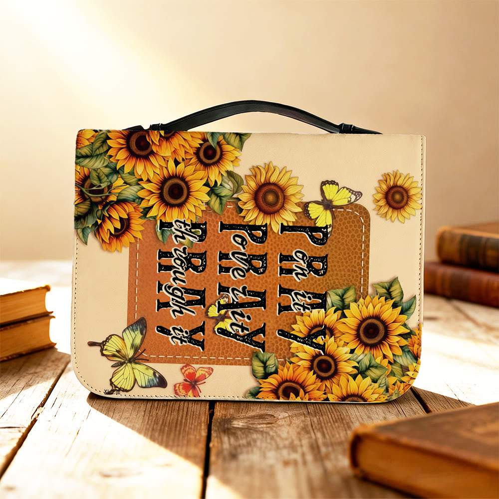 Christianartworkshop Ora a través de ello. Funda para Biblia con girasoles: Fe persistente en Su Palabra. - image 6