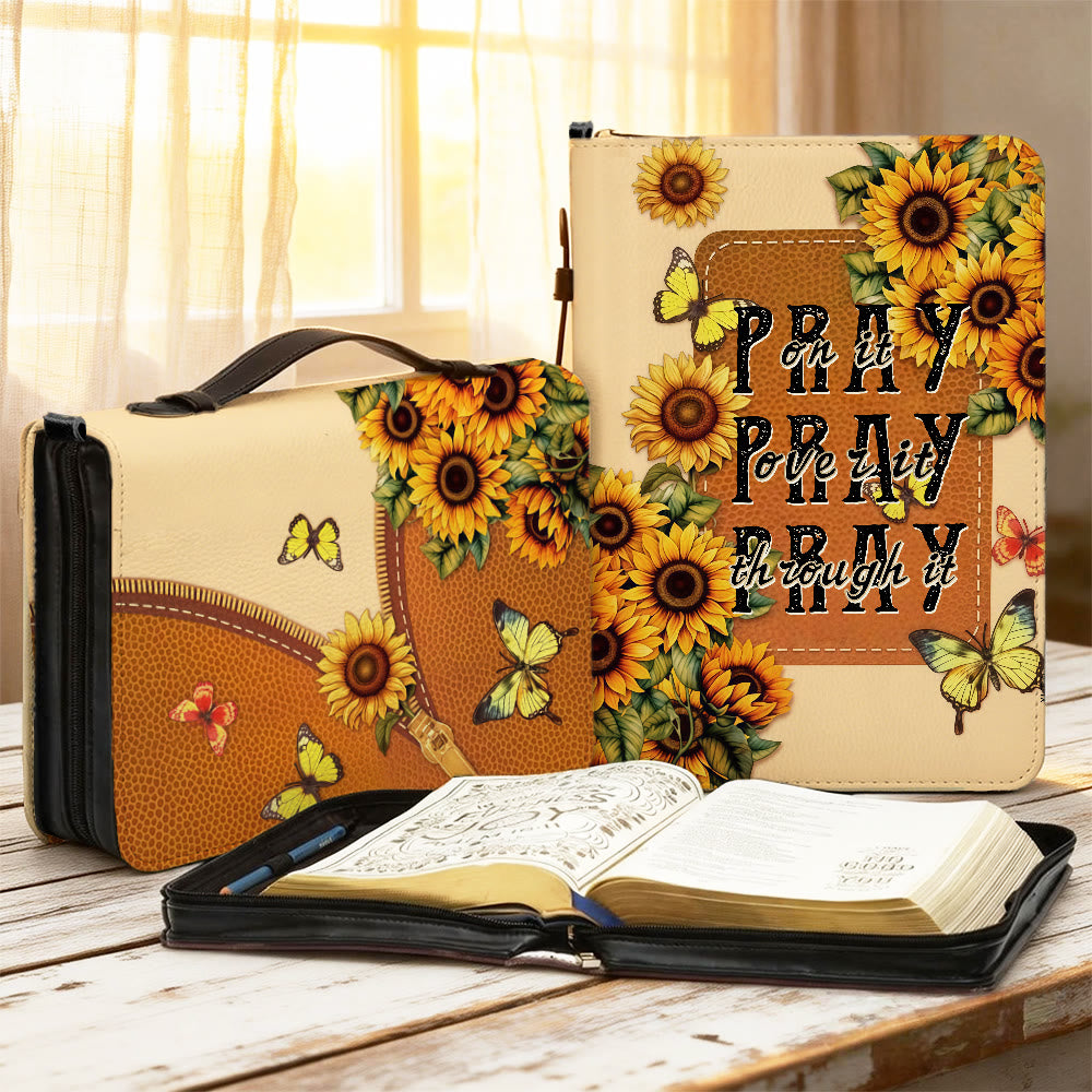Christianartworkshop Ora a través de ello. Funda para Biblia con girasoles: Fe persistente en Su Palabra. - 2XL - Regular (sin personalización) - image 0