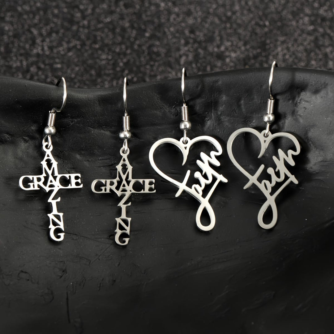 Christianartworkshop Pendientes Cross & Grace Faith: una delicada muestra de fe para el uso diario. - Fe del Corazón - Plata - image 0