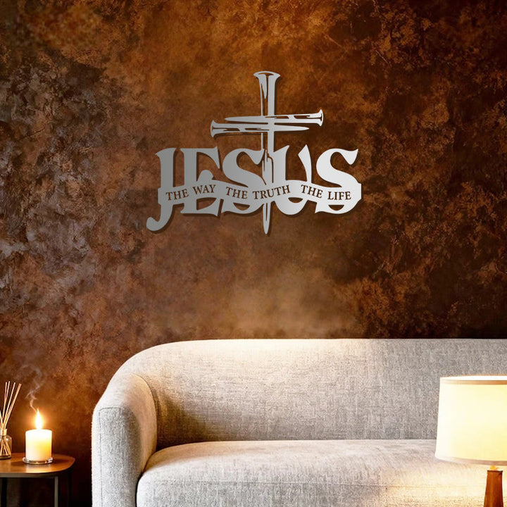 Christianartworkshop Decoración de pared metálica con diseño de Jesús fiel y cruz para el hogar. - image 26