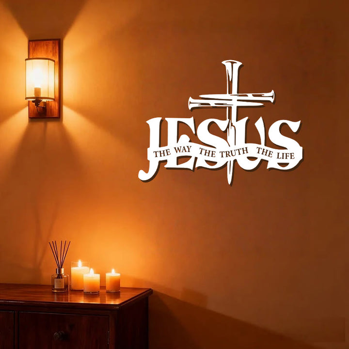 Christianartworkshop Decoración de pared metálica con diseño de Jesús fiel y cruz para el hogar. - image 34