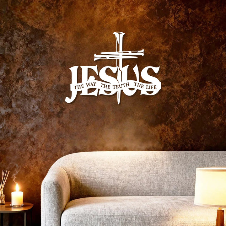 Christianartworkshop Decoración de pared metálica con diseño de Jesús fiel y cruz para el hogar. - image 35