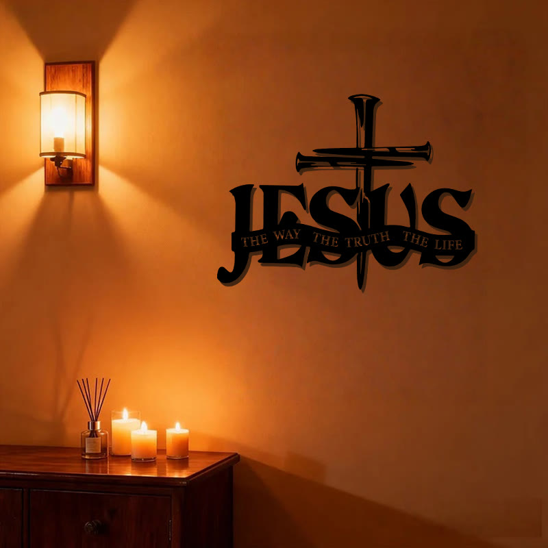 Christianartworkshop Decoración de pared metálica con diseño de Jesús fiel y cruz para el hogar. - image 5