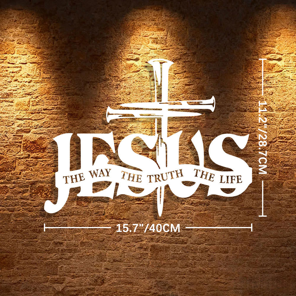 Christianartworkshop Decoración de pared metálica con diseño de Jesús fiel y cruz para el hogar. - 15,7"* 11,2" 0,04"/40*28,7*0,1 cm - Blanco - image 38