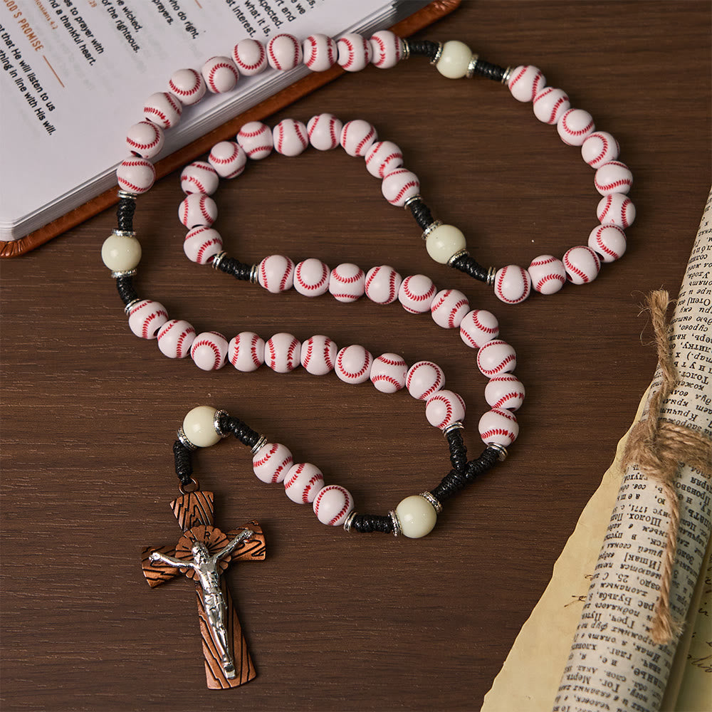 Christianartworkshop Rosario con crucifijo y temática de béisbol: Fe y pasión para los amantes del deporte - Rosario de béisbol - image 0