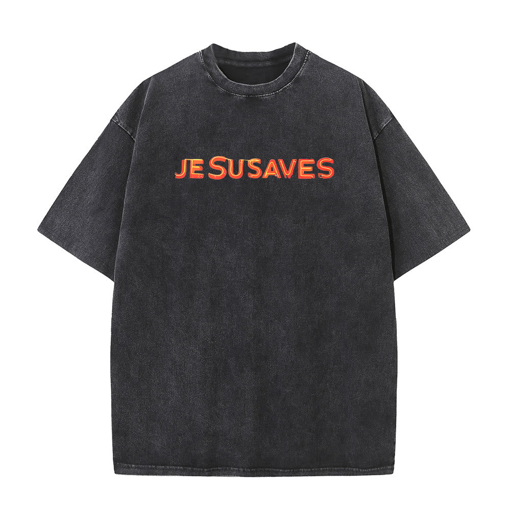 Christianartworkshop Camiseta unisex lavada con estampado de la cruz de Jesús salva - image 4