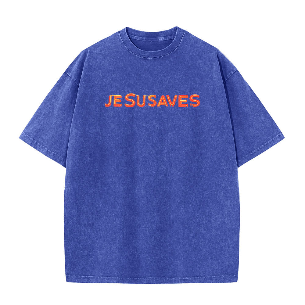 Christianartworkshop Camiseta unisex lavada con estampado de la cruz de Jesús salva - image 1