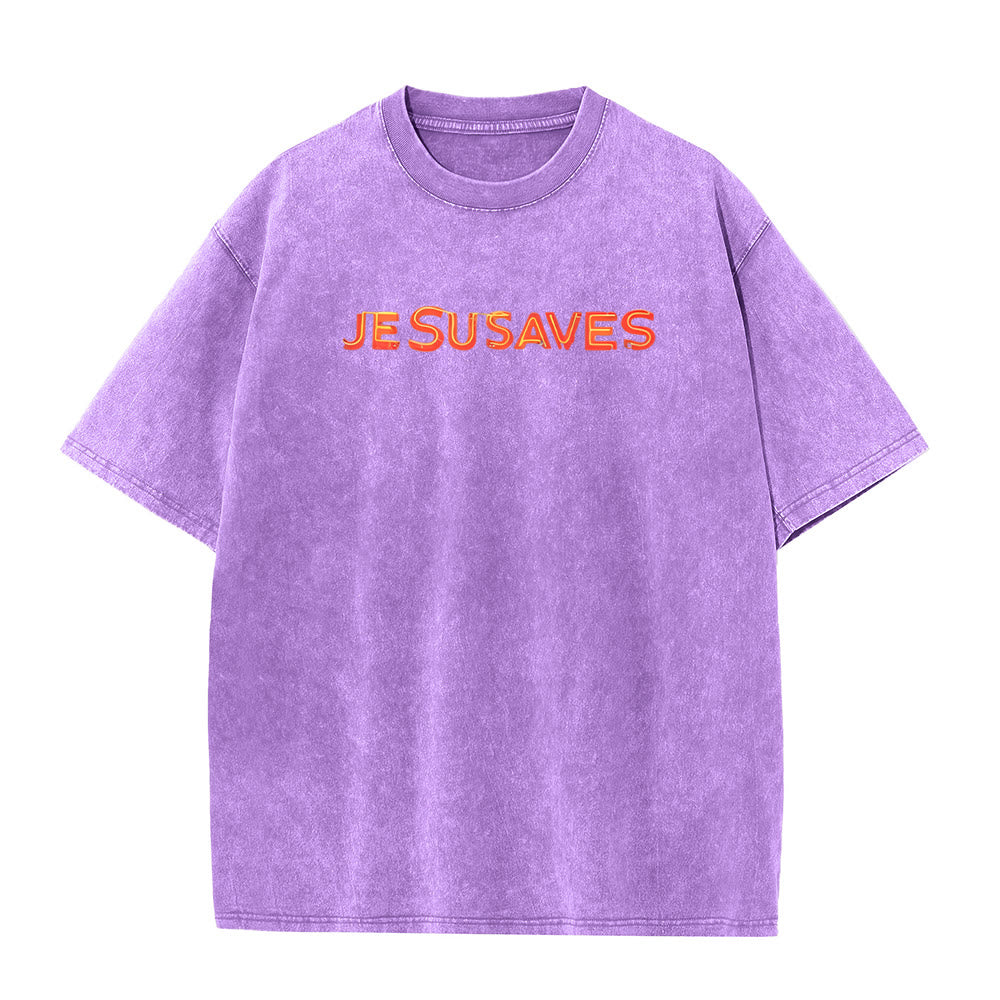 Christianartworkshop Camiseta unisex lavada con estampado de la cruz de Jesús salva - image 22