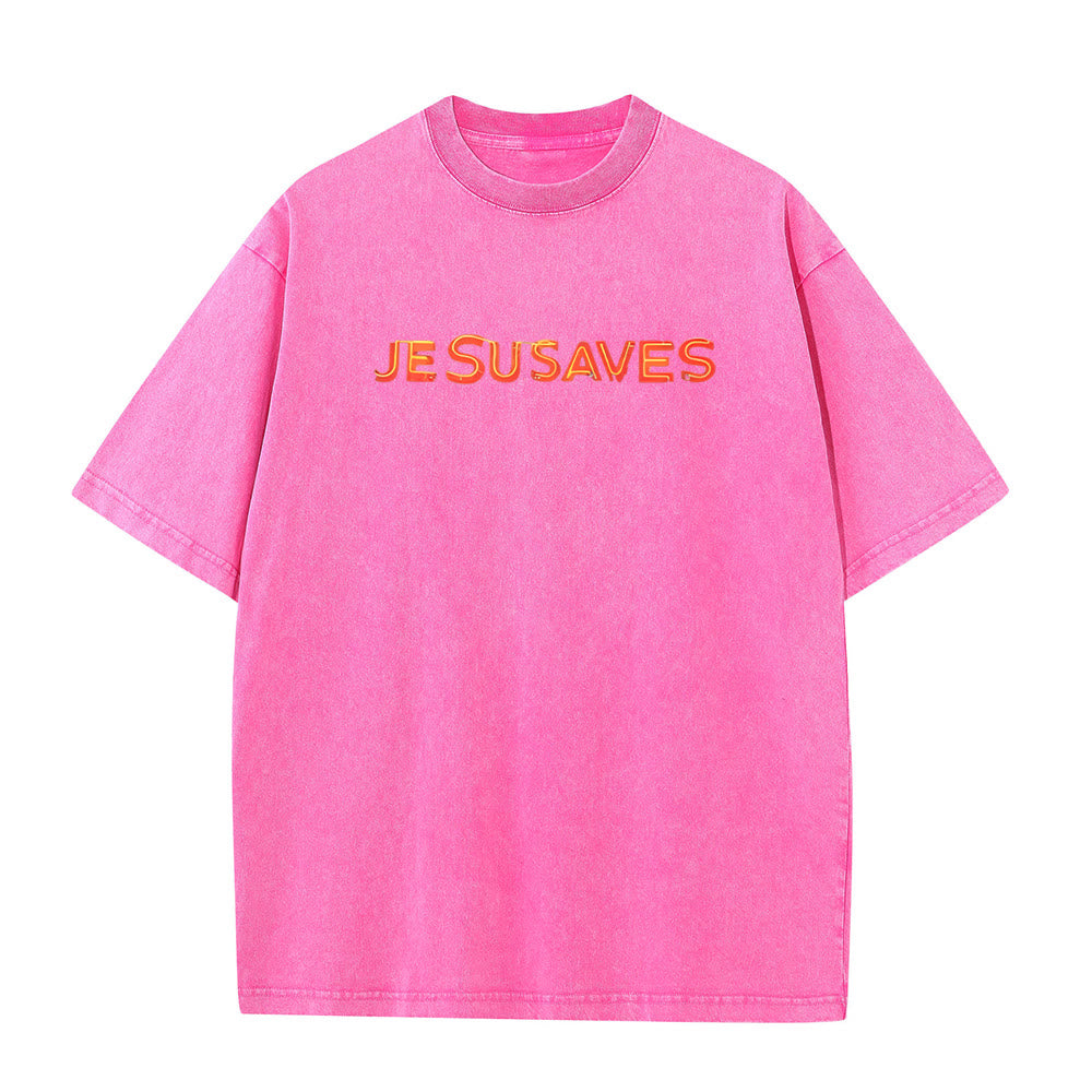 Christianartworkshop Camiseta unisex lavada con estampado de la cruz de Jesús salva - image 16