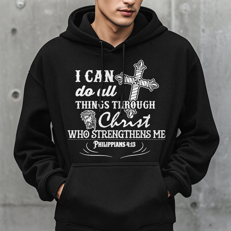 Christianartworkshop Sudadera con capucha de poliéster forrada de felpa con la frase "Puedo hacer todas las cosas" de estilo quoted style I Can Do All Things - image 1