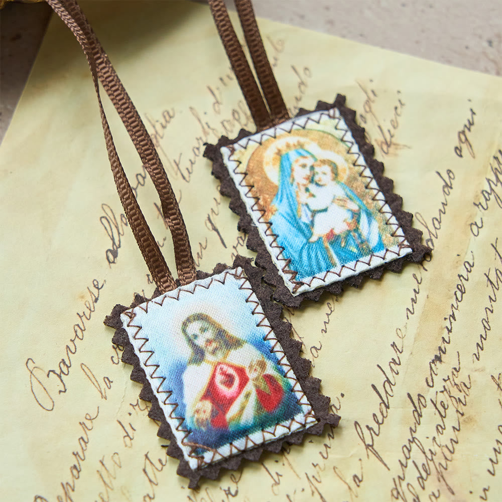 Christianartworkshop Sagrado Corazón y Escapulario de la Virgen María: una doble devoción a Jesús y María. - Estilo-2 - image 1