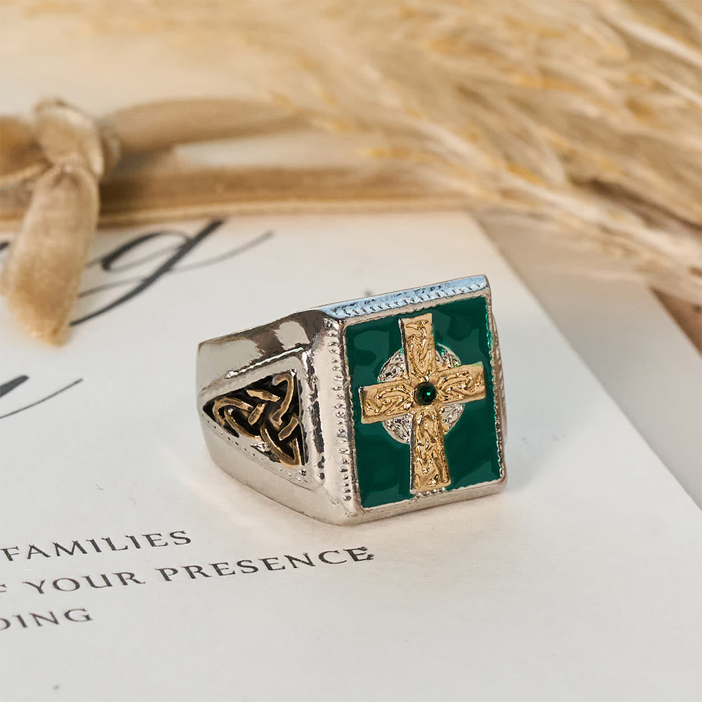 Christianartworkshop Anillo de bendición celta irlandés con crucifijo clásico y vintage: un símbolo de elegancia. - image 1