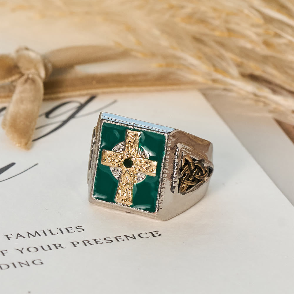 Christianartworkshop Anillo de bendición celta irlandés con crucifijo clásico y vintage: un símbolo de elegancia. - US 10 - image 0