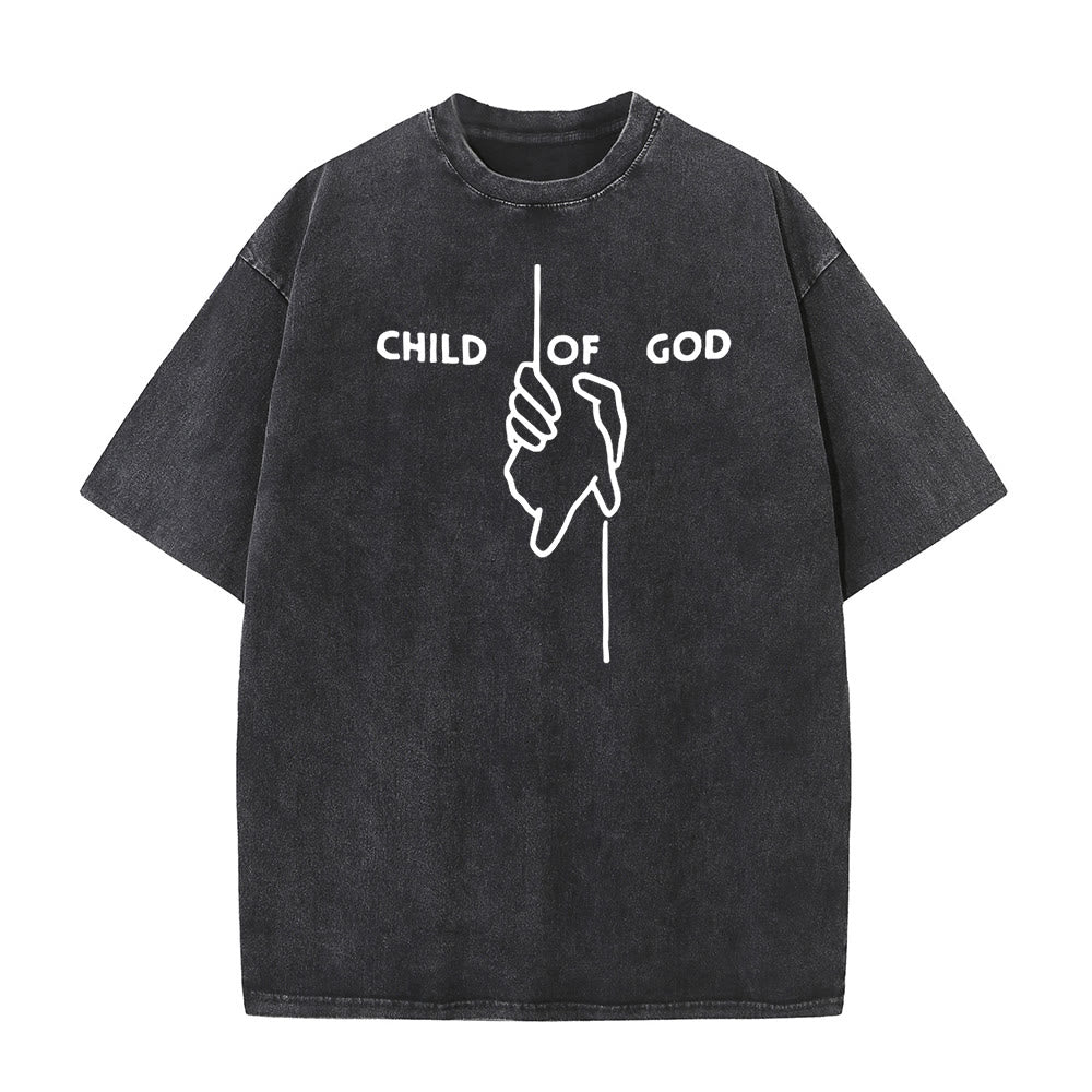 Christianartworkshop Camiseta unisex lavada "Hijo de Dios Artístico": Diseño de cruz y fe eterna. - Negro - 5XL - image 0