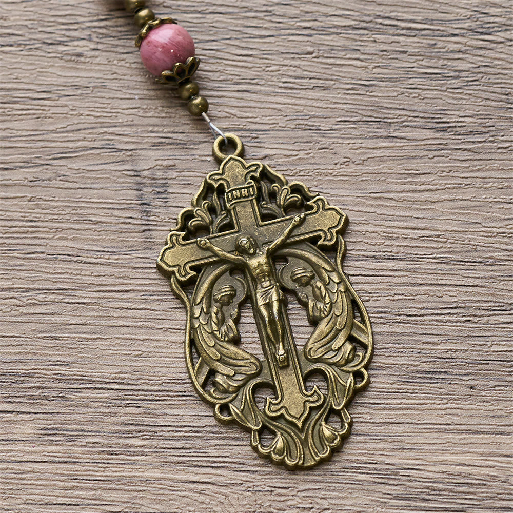 Christianartworkshop Rosario de tulipanes de bronce con diseño de palisandro: Gracia firme en la oración. - image 8