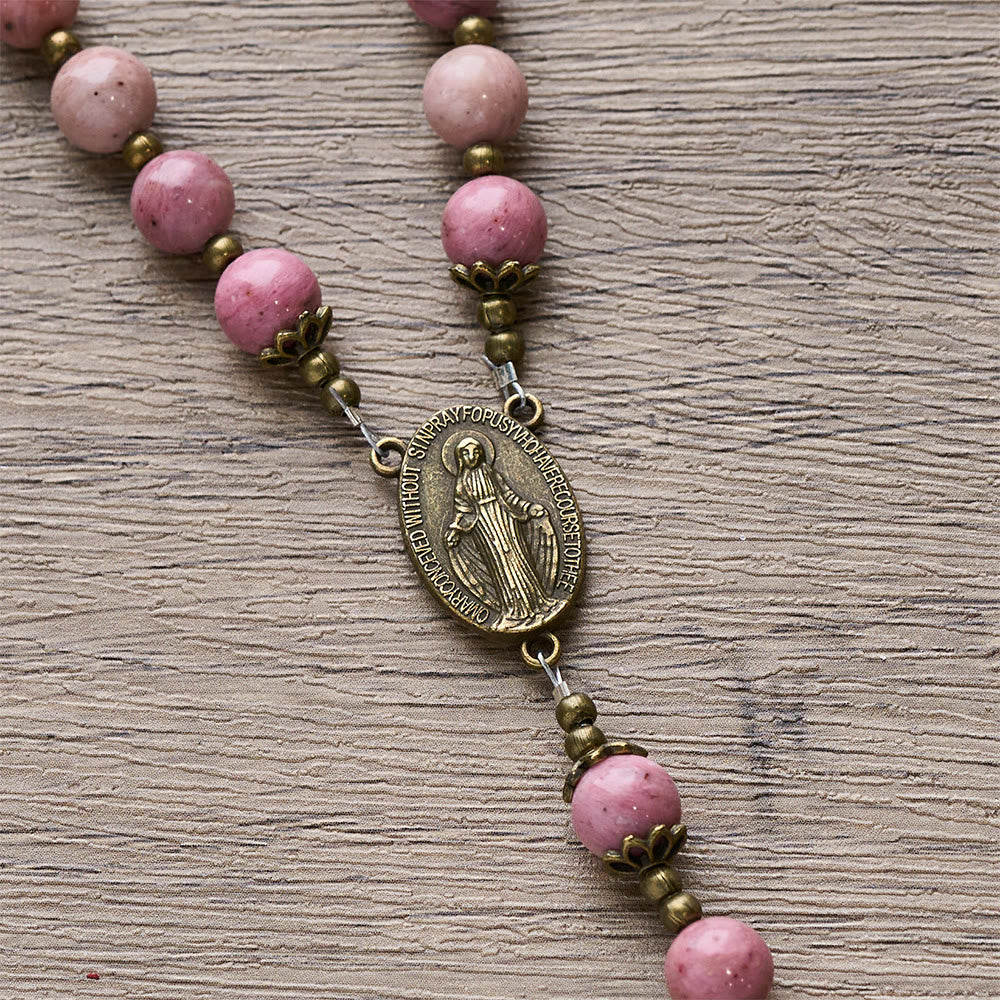 Christianartworkshop Rosario de tulipanes de bronce con diseño de palisandro: Gracia firme en la oración. - image 7