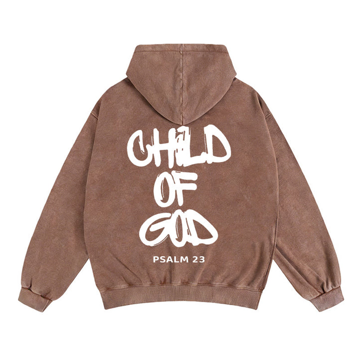 Chaqueta con capucha y cremallera "Hijo de Dios" de Christianartworkshop : Declaración de comodidad basada en el Salmo 23. - Café - 2XL - image 7