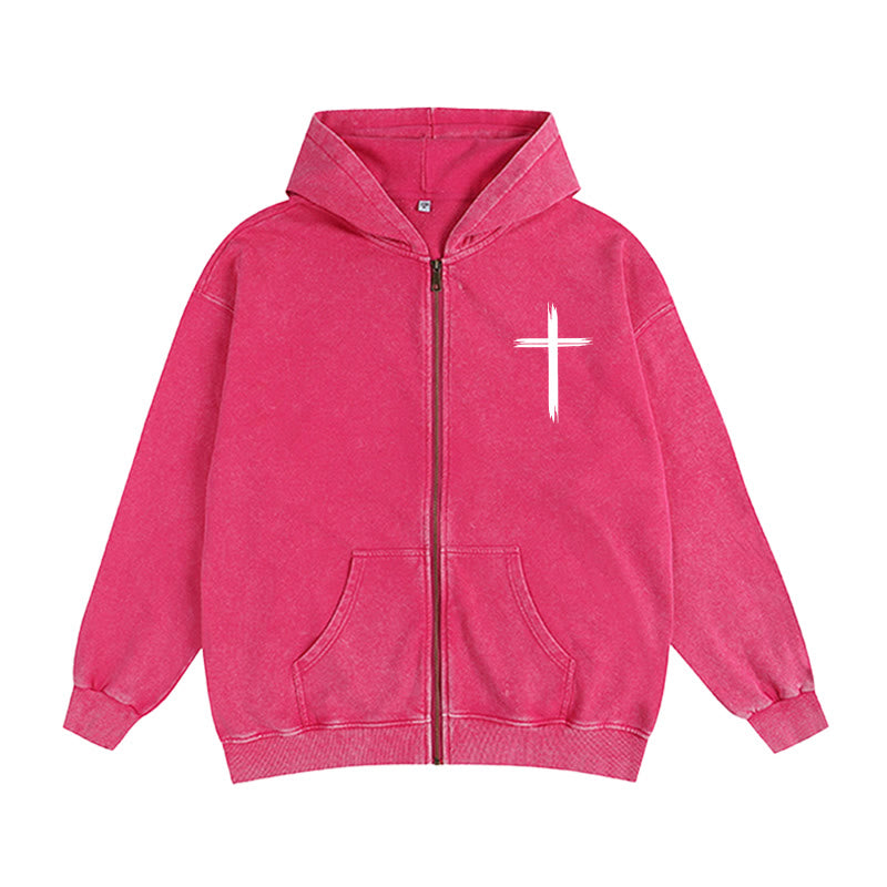 Chaqueta con capucha y cremallera Christianartworkshop Paloma y Cruz Jesús Salva: Consuelo espiritual para cada día - image 15