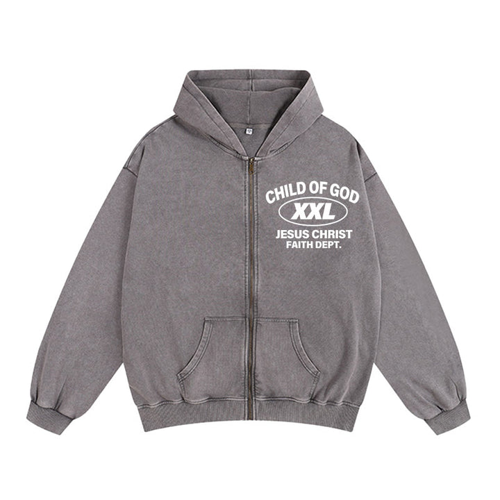 Chaqueta con capucha y cremallera "Child of God Identity" de Christianartworkshop : Fusiona la fe y la expresión del estilo urbano. - Gris - 2XL - image 8