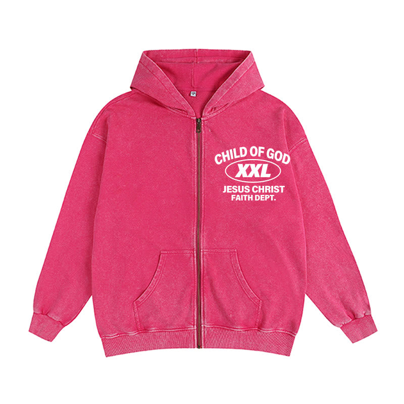 Chaqueta con capucha y cremallera "Child of God Identity" de Christianartworkshop : Fusiona la fe y la expresión del estilo urbano. - Rosa - 2XL - image 10