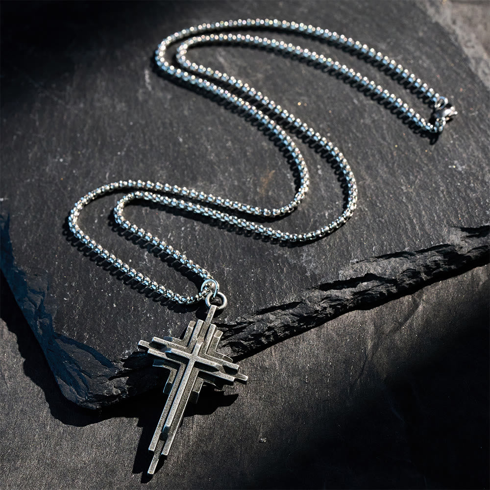 Christianartworkshop Collar con cruz de aleación estructurada: Joyería moderna de capas con significado religioso - image 4
