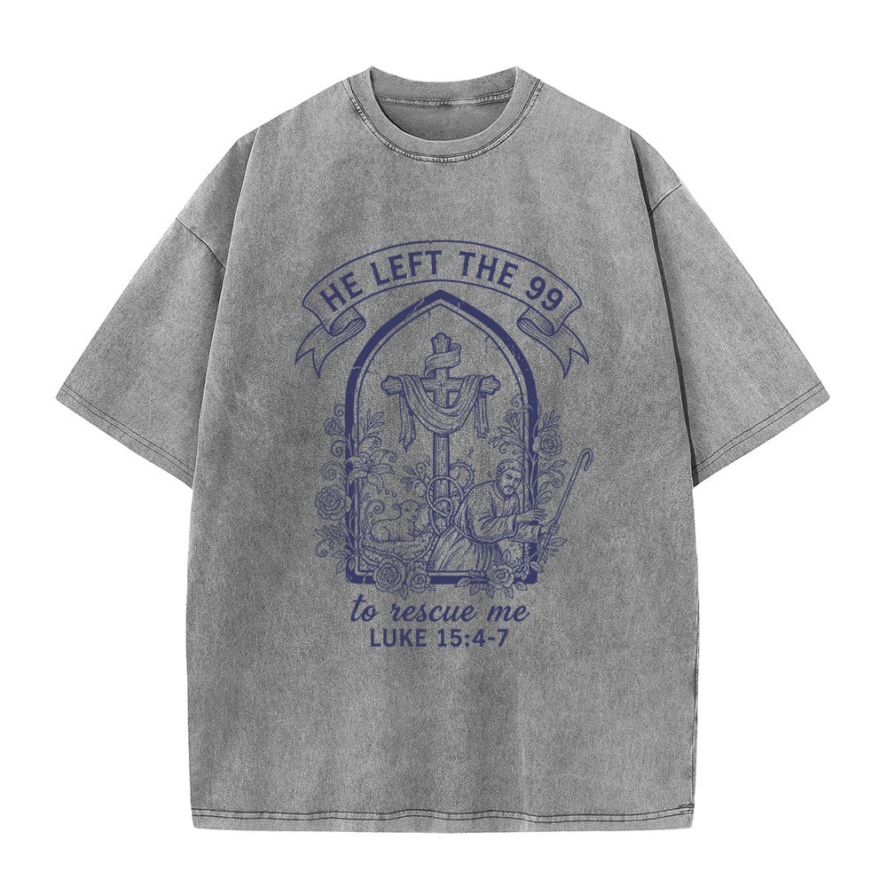 Christianartworkshop Camiseta unisex lavada con estampado de pastor y cordero "Su cuidado incansable" - Gris - 5XL - image 1