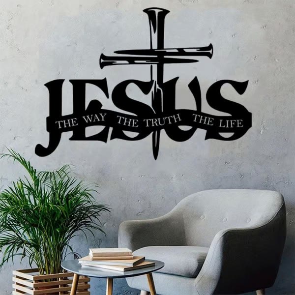 Christianartworkshop Decoración de pared metálica con diseño de Jesús fiel y cruz para el hogar. - image 3