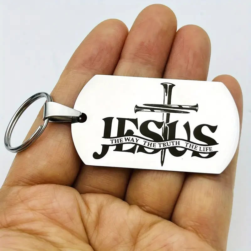 Christianartworkshop JESÚS: El Camino, la Verdad, la Vida. Llavero con placa de identificación: Un recordatorio de su paz serena. - image 2