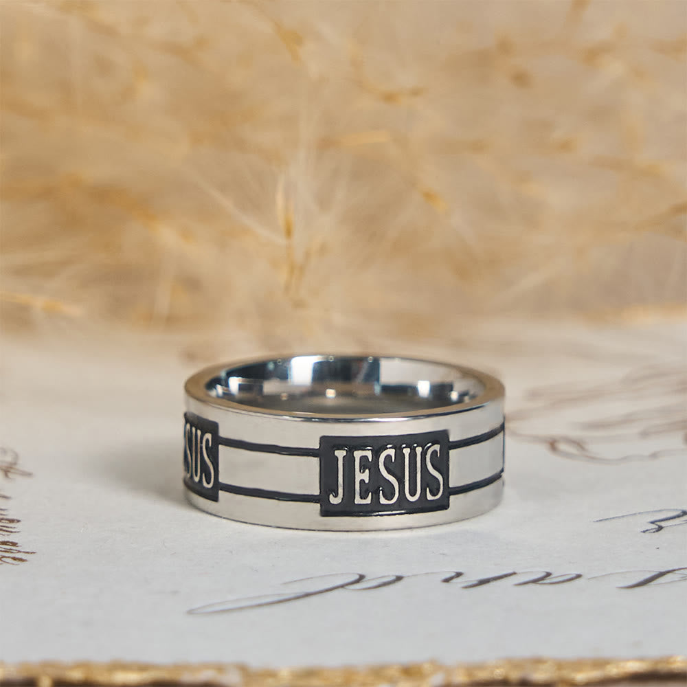 Christianartworkshop Anillo metálico con la inscripción JESÚS en negrita: Lleva su gracia contigo a diario. - image 2