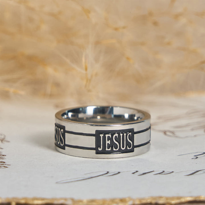 Christianartworkshop Anillo metálico con la inscripción JESÚS en negrita: Lleva su gracia contigo a diario. - image 2