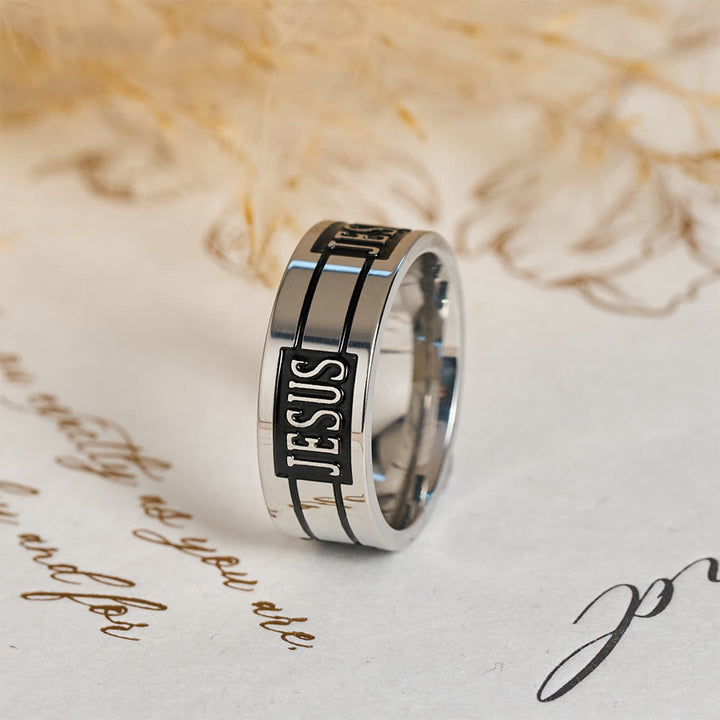 Christianartworkshop Anillo metálico con la inscripción JESÚS en negrita: Lleva su gracia contigo a diario. - image 3
