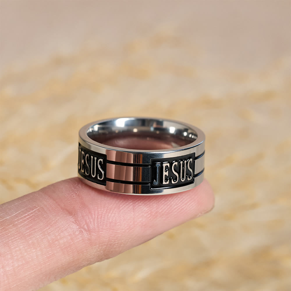 Christianartworkshop Anillo metálico con la inscripción JESÚS en negrita: Lleva su gracia contigo a diario. - image 1