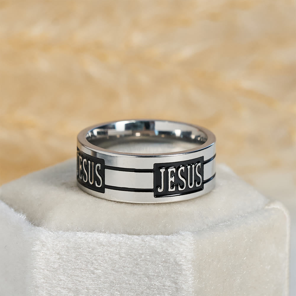 Christianartworkshop Anillo metálico con la inscripción JESÚS en negrita: Lleva su gracia contigo a diario. - image 4