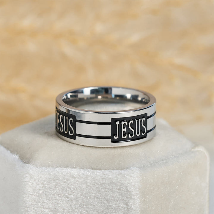 Christianartworkshop Anillo metálico con la inscripción JESÚS en negrita: Lleva su gracia contigo a diario. - image 4